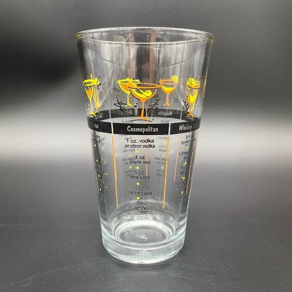 Vintage Cocktail Glass Vintage MCM Mixing Retro Recipes Libbey Orange Yellow - Picture 2 of 8